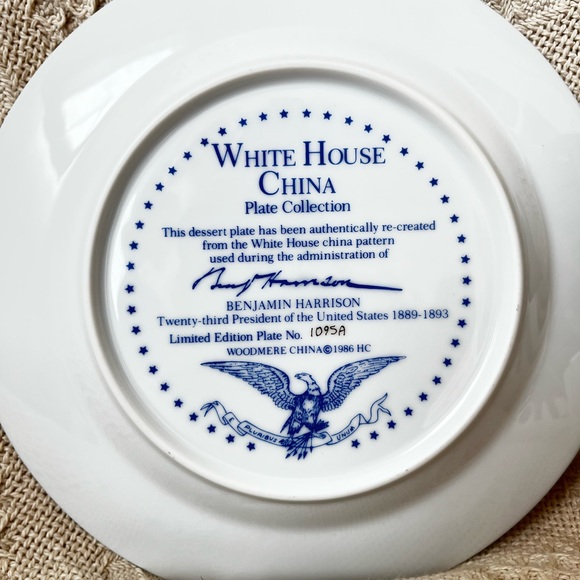 Benjamin Harrison Woodmere China presidential dessert plate 24 KT Gold trim - Picture 2 of 5